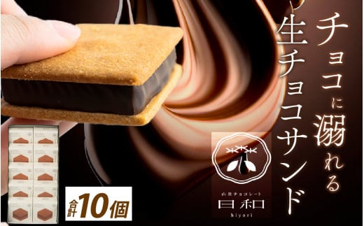 【山奥チョコレート 日和】 生チョコサンド 10個入 [A-026001] / 老舗 焼菓子 焼き菓子 洋菓子 デザート スイーツ クッキー カカオ 詰合せ 詰め合わせ チョコ チョコレート お菓子 菓子 クッキーサンド チョコ菓子 