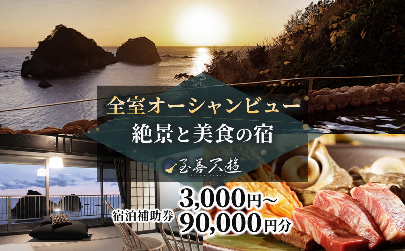 
                  至善天遊　宿泊補助券 ｜ 宿泊補助 宿泊チケット 旅行チケット チケット 券 民宿 宿 食事 海鮮 鰹 風呂 国内旅行 堂ヶ島 ホテル 天遊
                