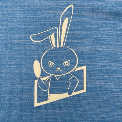 JTTA公認　卓球ユニフォーム【男女兼用(ドライ):150サイズ】うさぎ　ブルー【配送不可地域：離島】