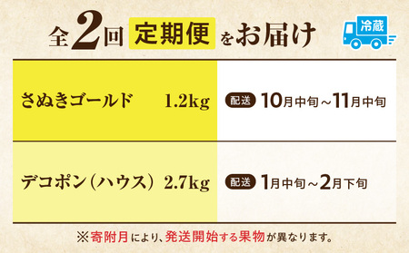 季節の恵み2回定期便F | 果物 フルーツ 定期便 果物定期便 フルーツ定期便 旬 旬の果物 旬の定期便 スイーツ デザート ゴールドキウイ デコポン キウイフルーツ ギフト 贈り物 贈答 ご褒美 厳