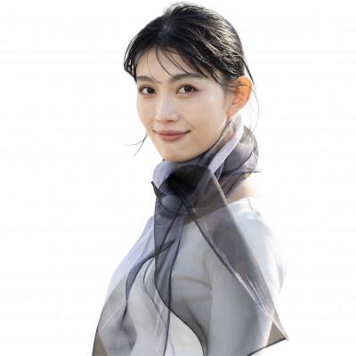 ふるさと納税 岐阜市 透きとおる絹に重なり合う色彩と光。　【シルクスカーフ】　美濃友禅　—天守—