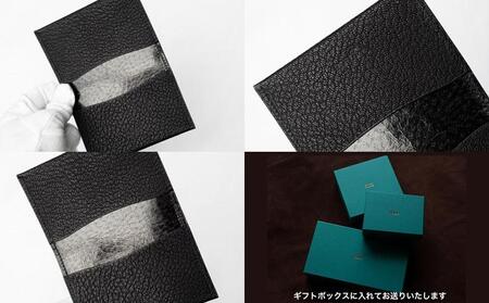 茶利八方革の二折名刺入れ【本革・手縫い】