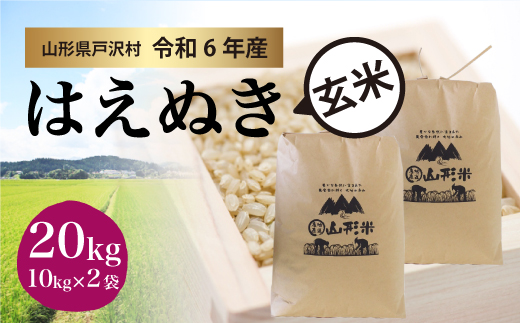 ＜令和6年産米受付　配送時期指定可＞　はえぬき 【玄米】 20kg （10kg×2袋） 戸沢村