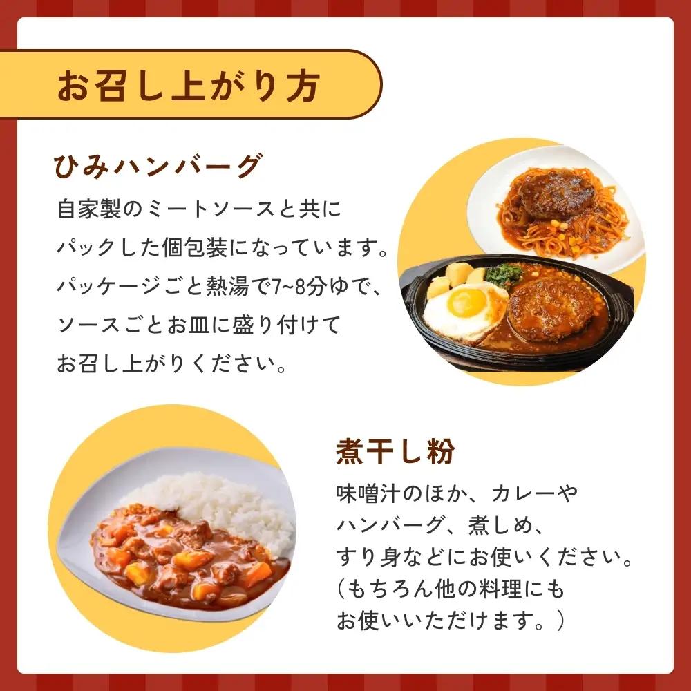 ひみハンバーグと煮干し粉のセット 富山県 氷見市 煮干 惣菜 調味料　ハンバーグ
