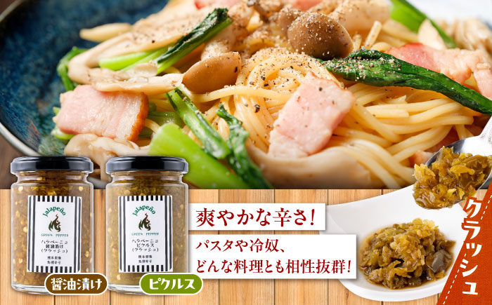 ハラペーニョ 定番セット 4種 / はらぺーにょ 醤油漬け ハラペーニョ ピクルス 唐辛子 調味料 4種 セット 菊陽町 熊本県 調味料セット【こびらオリーブ園】 [BHBL005]