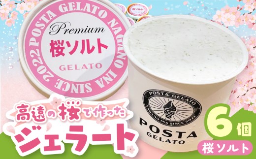 高遠の桜で作ったジェラート 桜ソルト 130ml×6個 |ジェラート アイス おやつ あまい 冷たい 高遠 桜 ソルト フレーバー 長野県 伊那市 信州産 冷凍便【014-59】