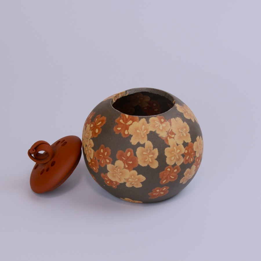 ＜伊藤赤水＞五代赤水　無名異練上花紋香爐