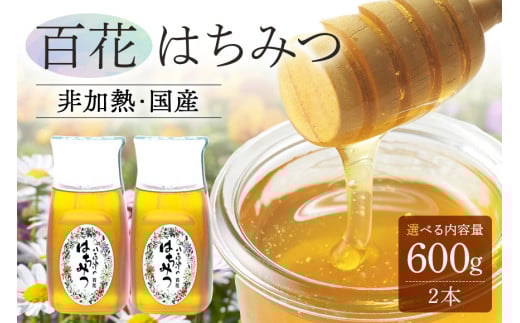 374. 農林水産大臣賞受賞!! 使いやすいプラ容器入り 非加熱生はちみつ 百花 300g 2本 純粋生はちみつ