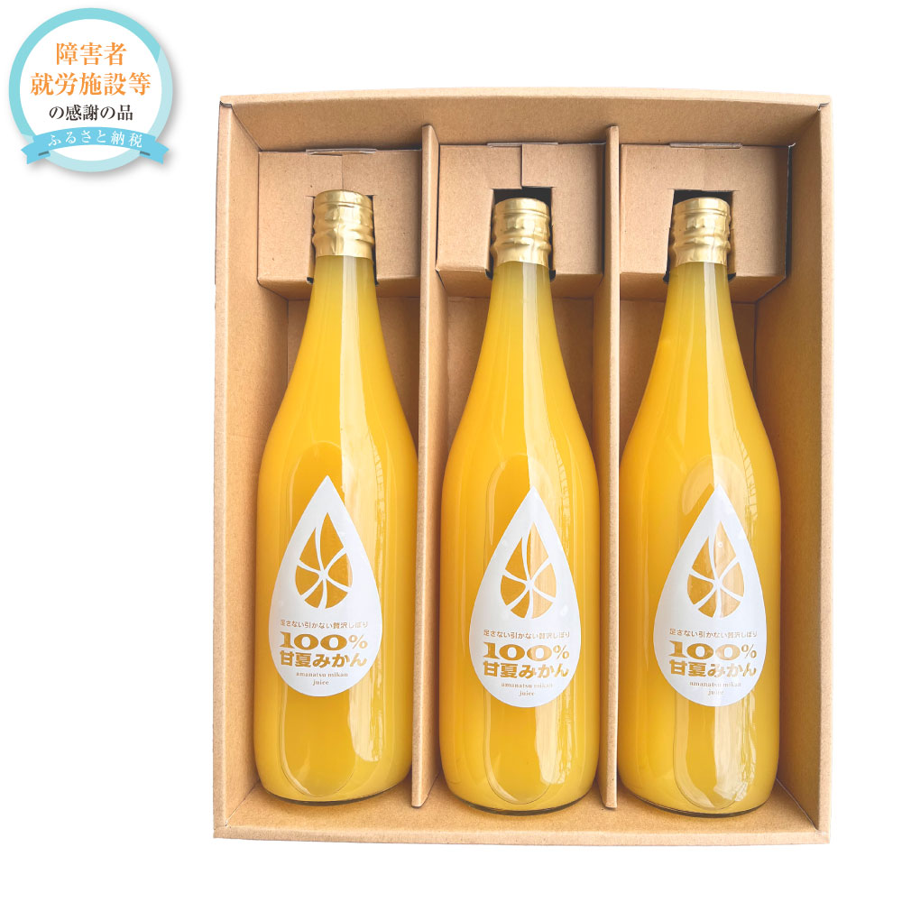 【ふるさと納税】100％甘夏みかんジュース 3本セット 1本720ml入り ボトル 甘夏みかん ミカン 蜜柑 柑橘類 フルーツ くだもの 果物 果実 農薬・化学肥料不使用 果実飲料 ジュース ドリンク カクテル ギフト 贈り物 贈答 国産 熊本県産 九州 熊本県 送料無料