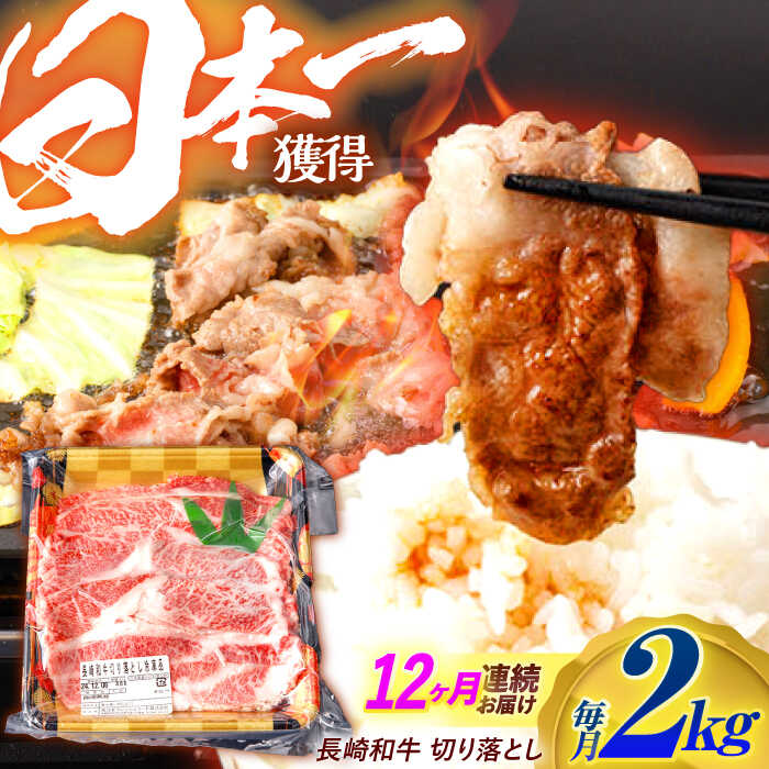 【ふるさと納税】【12回定期便】長崎和牛 切り落とし 2kg（400g×5）肩ロース・モモ・カタ・バラ使用 / 牛肉 ぎゅうにく 肉 和牛 国産牛 切落し / 諫早市 / 西日本フード株式会社[AHAV030]