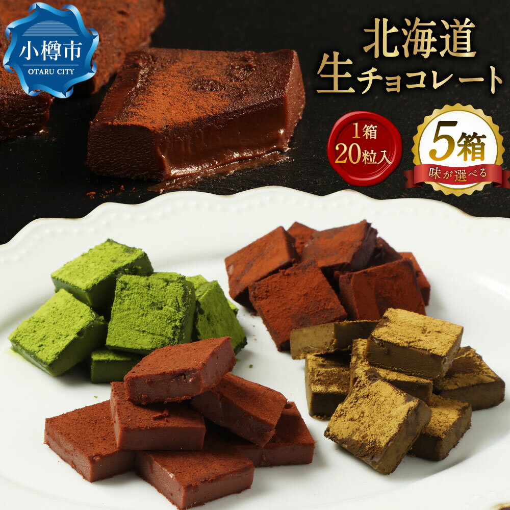 【ふるさと納税】＜選べる味＞《冷凍》北海道生チョコレート ミルク / ブラック / ほうじ茶 / 抹茶 / 4種セット 計約500g（約100g×5箱） 合計100粒（1箱20粒入り） チョコレート チョコ スイーツ お菓子 洋菓子 デザート おやつ 北海道産 国産 北海道 小樽市 送料無料