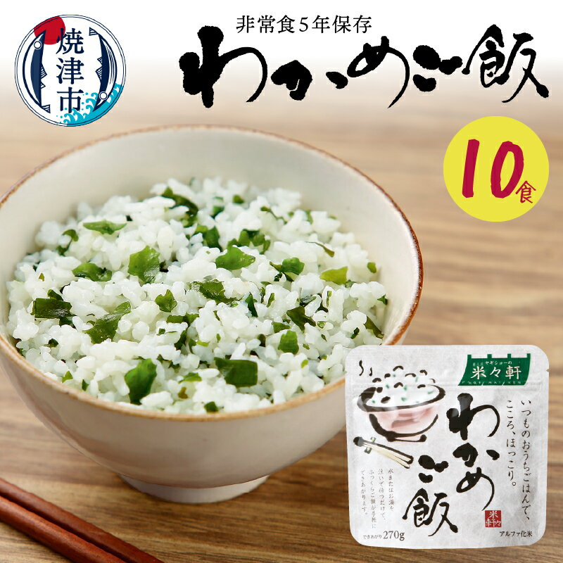 アウトドア キャンプ レトルト 米 アルファ化米 スプーン付き 焼津 非常食 5年 常温 保存 わかめ ご飯 10食 防災 備蓄 a