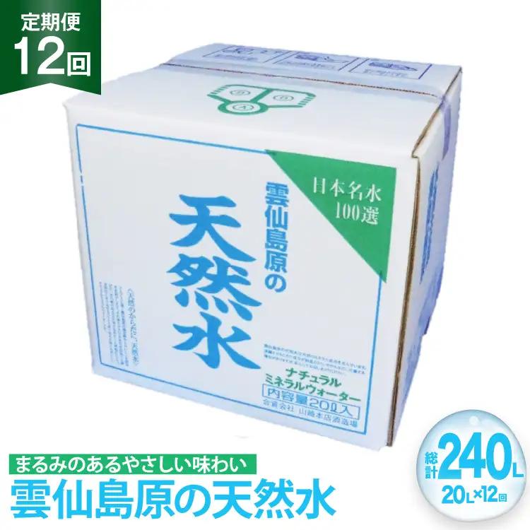 BE249 山崎本店酒造場 【12回定期便】 雲仙島原の天然水 20L [ 水 天然水 ウォーター おいしい 定期便 定期 1年 名水百選 大容量 日用品 軟水 長崎県 島原市 ]