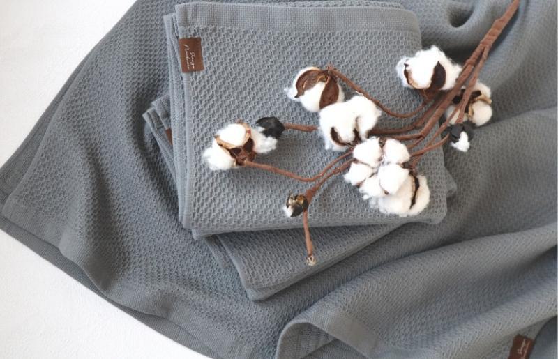 【ソフトハニカム】泉州南部織 バスタオル3枚セット（グレー）+ソフトハニカム織ハーフハンカチ1枚 G1931