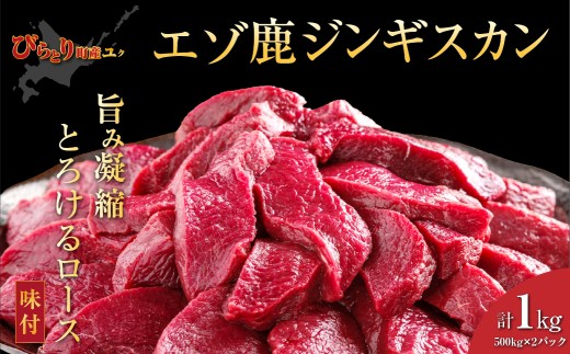 【ヘルシー】【先行予約/９月中旬以降順次発送】平取町産エゾシカ肉ジンギスカン ロース味付き500g×2パック 計1kg 【 ふるさと納税 人気 おすすめ ランキング ジンギスカン シカ肉 鹿肉 しか肉 ジビエ エゾシカ肉 ロース 味付き お手軽 便利 お試し おかず 北海道産 北海道 平取町 送料無料 】 BRTS002