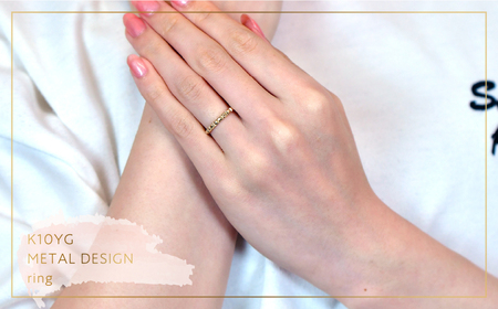 K10　イエローゴールド　メタルデザイン　リング　④　 管理番号454328 218-173