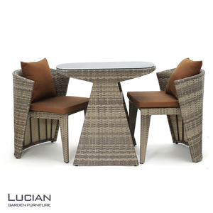 LUCIAN ラタン調ガーデンテーブル3点セット グレージュ 2人掛け luc001 ／ コスティック インテリア 屋外テーブル テラス コンパクト 省スペース設計 奈良県 御所市
