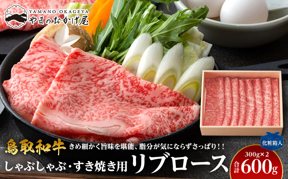 640.鳥取和牛リブロース　しゃぶしゃぶ・すき焼き用　600g（300g×2P）【化粧箱入り】 313726_AJ080-P