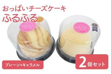 ケーキ おっぱいチーズケーキ 2個セット（プレーン・キャラメル）