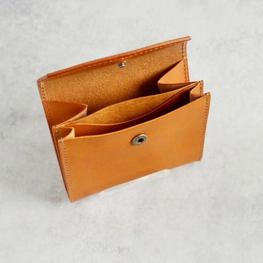 tanikoオリジナル セカンド財布（キャメル）《厚真町》【Taniko leather】[AXAP016]