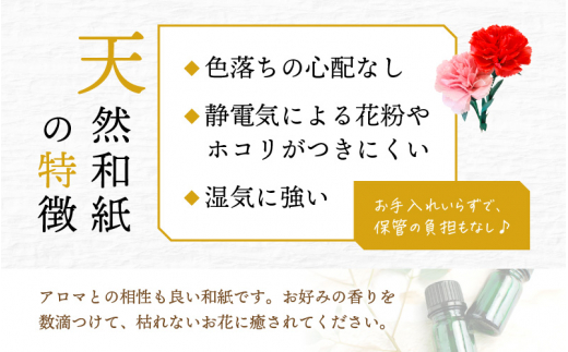 【先行予約】【母の日】カーネーション ブーケ 花 ギフト 越前和紙 花 【2026年5月発送】「永遠の感謝」 メッセージ【カラー：赤色】【 フラワーギフト 和紙花 手軽 コンパクト 枯れない  メッセ