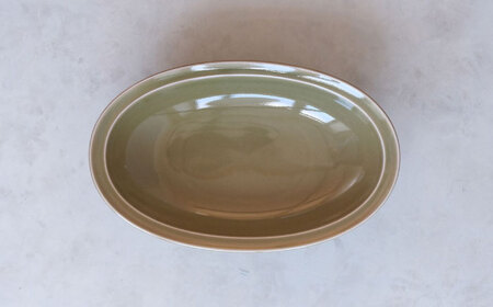 【波佐見焼】 リムオーバルボウル グリーン 2点セット 【西海陶器】[OA398]