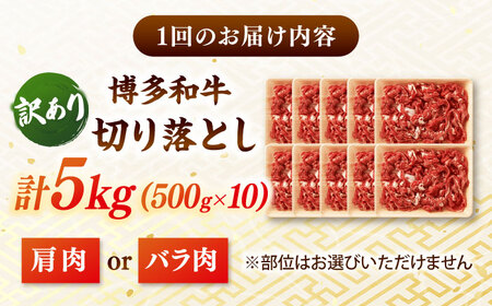 【全12回定期便】【訳あり】博多和牛 切り落とし 5kg(500g×10p）  桂川町/株式会社 MEAT PLUS[ADAQ131]