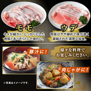 K-376-A 鹿児島県産霜降りトロ豚 赤身スライスセット(合計1.5kg)【KNOT】霧島市 モモ ウデ 豚肉 国産 鹿児島県産 肉 精肉 小分け セット 食べ比べ