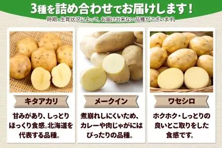 牧之瀬牧場 じゃがいも詰め合わせ 3kg 農薬不使用 3品種からおまかせ キタアカリ メークイン ワセシロ 北海道 弟子屈町 【ふるなび限定】3681