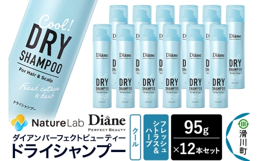 Diane ダイアン パーフェクトビューティー ドライシャンプー クール フレッシュシトラス＆ハーブの香り 95g×12個セット [Diane ダイアン ドライシャンプー 水のいらないシャンプー スプレー 女性 洗い立て 頭皮スッキリ ボリューム感 リフレッシュ ニオイを抑え スタイリング フレグランス]