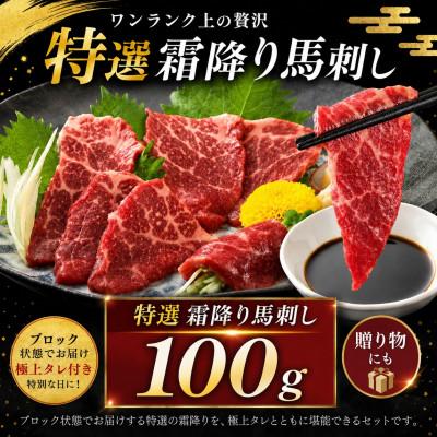 ふるさと納税 玉名市 熊本国産　特選霜降り　馬刺しブロック 100g　専用タレ付(玉名市)