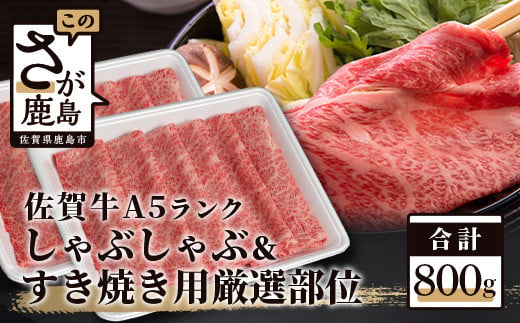 
            A5等級 佐賀牛 厳選部位 800g しゃぶしゃぶ すき焼き用 黒毛和牛 牛肉 すきやき A5ランク a5ランク A5等級 ふるさと納税 佐賀県 鹿島市 D-193
          