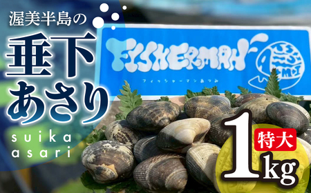 【先行予約】どでかい！垂下あさり 1kg サイズ 特大 あさり ブランドあさり 浅利 ダシ 出汁 味噌汁 国産 アサリ 愛知県 田原市 新鮮 砂抜き 海鮮 魚介類 魚介 貝 人気 パスタ などに