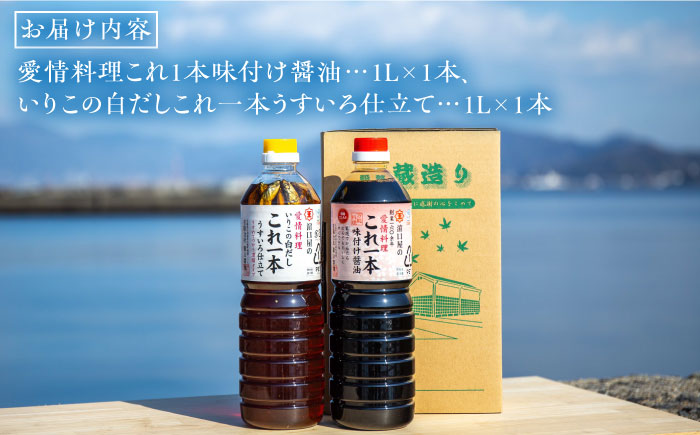 【全12回定期便】忙しいあなたに！これ1本で美味しい味付け！濱口醤油のこれ1本 簡単味付けセット 1L×2種 醤油 白だし 簡単 うどん 鍋 江田島市/有限会社濱口醤油[XAA022]