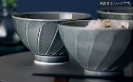 【波佐見焼】彫刻紋 藍墨 茶碗 〈草林彫〉3点セット【西海陶器】[OA522]