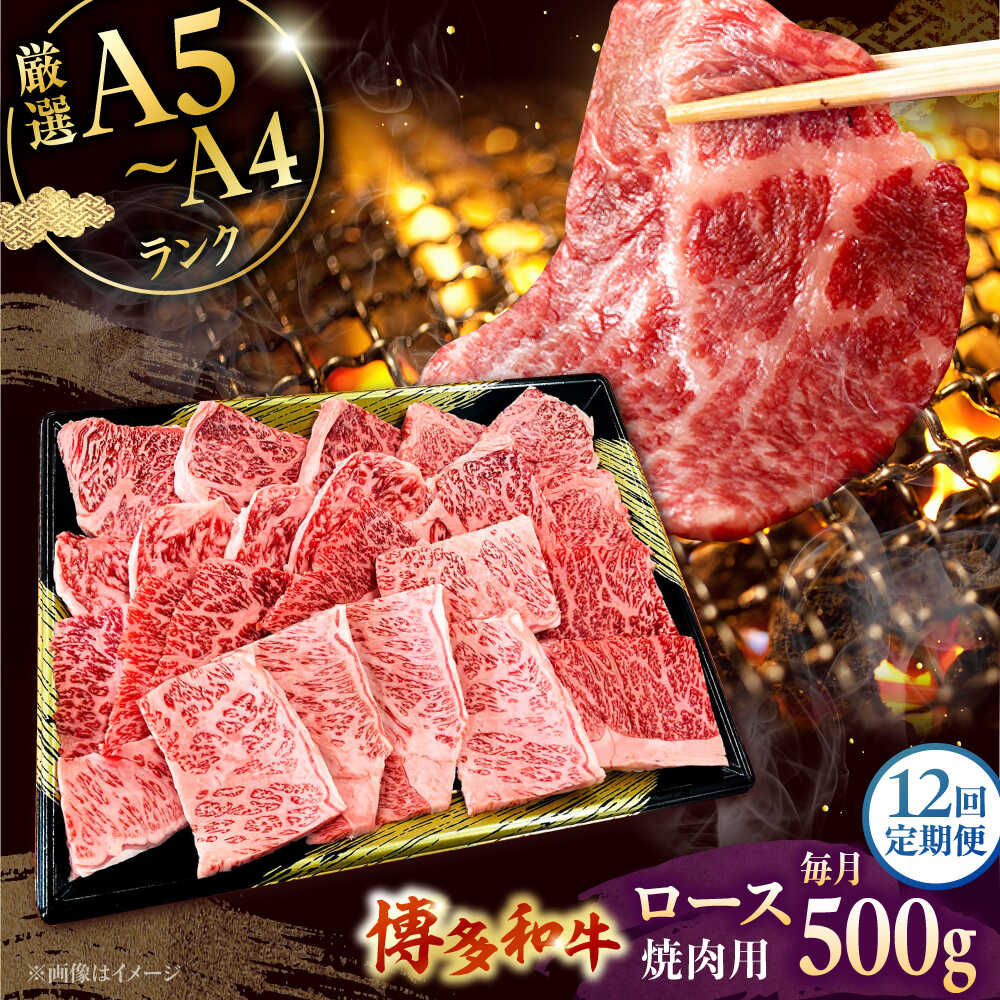 【ふるさと納税】【全12回定期便】【数量限定 博多和牛】ロース 焼肉用 500g ▼ 牛肉 博多 和牛 極上 バーベキュー ブランド 国産 高級 高評価 特別 上質 桂川町/株式会社チクゼンヤ[ADBZ048] 200000 200000円 20万円 以上