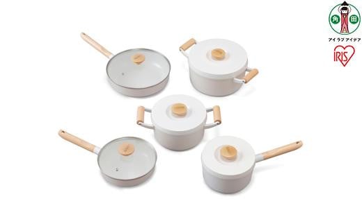 
            フライパン セット ih対応 ih 10点 ルオント フライパン 無加水鍋 鍋 なべ 料理 ガス火対応 ＩＨ対応 調理用品 キッチン プレゼント 贈り物 アイリスオーヤマ LUO-SE10W ホワイト
          