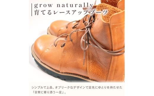レディース レースアップ ブーツ ダークブラウン 23.0cm カジュアル 革靴 栃木レザー grow naturally GN-710