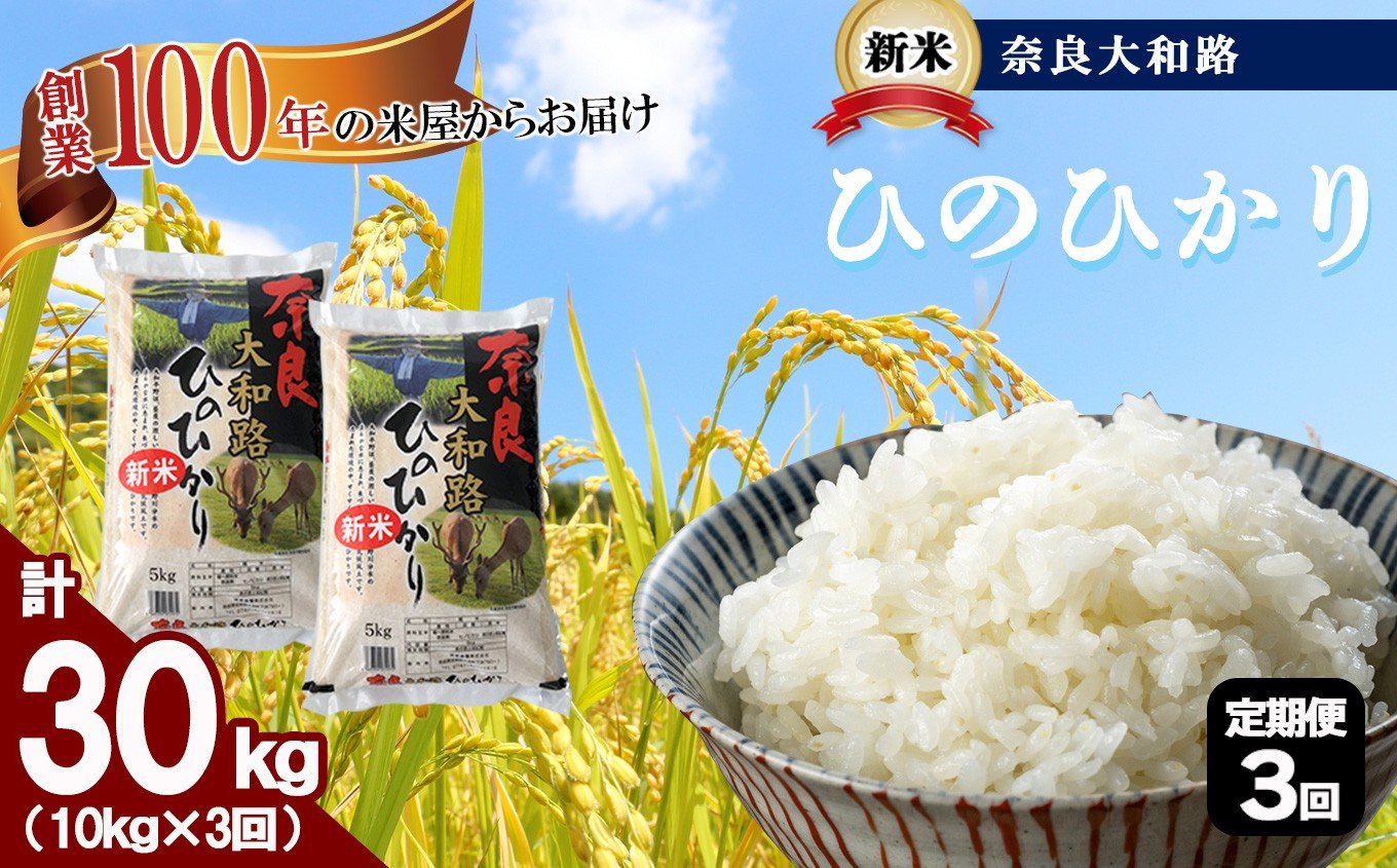 
            O1-3 【定期便3回】奈良大和路 ひのひかり 10kg  | 単一米 コメ ご飯 ゴハン ごはん 大容量 奈良県 大淀町 ヒノヒカリ フードロス もちもち
          