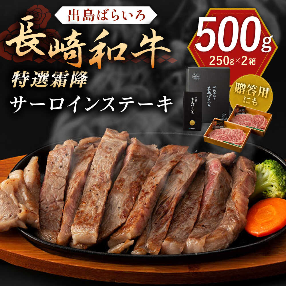 【ふるさと納税】長崎和牛「出島ばらいろ」特選霜降 サーロインステーキたっぷり約500g【合同会社肉のマルシン】[QBN008]