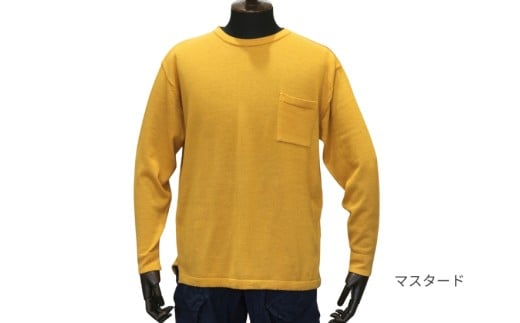ブリージング 丸首長袖 プルオーバー マスタード XL | 長袖 無地 ウール メンズ レディース 秋冬 春秋 新潟県 五泉市 有限会社桜井メリヤス工場