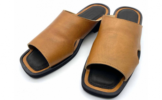 WRAP SANDALS キャメル×ブラック×キャメル 25cm ／ みずしま加工 サンダル レザー 軽量 奈良県 御所市【mrsn0018】