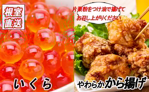 C-36049【12/21まで年内配送】 味付若鶏やわらか唐揚げ(ザンギ)350g×5P、いくら醤油漬け100g×2P