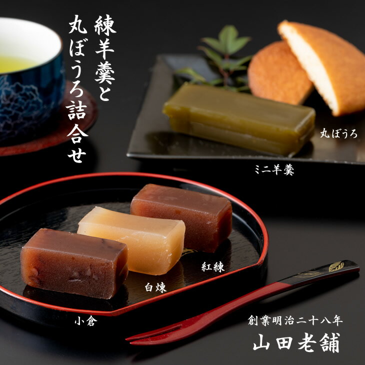 小城羊羹（煉3本、ミニ羊羹2本）と丸ぼうろの詰合せ 山田老舗 和菓子 贈答 プレゼント 贈り物 送料無料