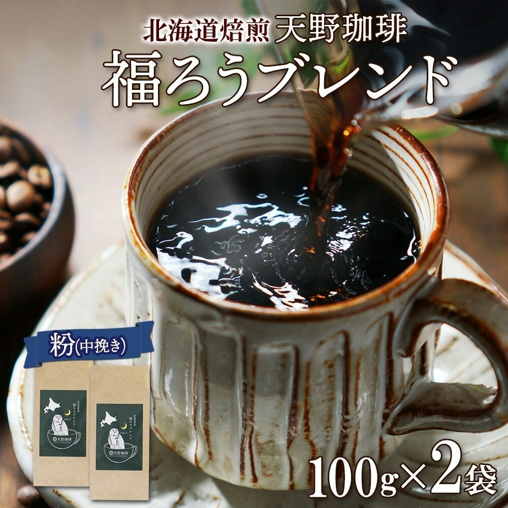 【ふるさと納税】 粉 100g × 2 珈琲 コーヒー 生豆 自家焙煎 ビター スペシャルティコーヒー 中挽き ハンドドリップ 飲料 ドリンク ギフト お取り寄せ グルメ 福ろうブレンド 天野珈琲 北海道 札幌市
