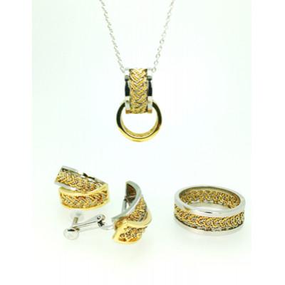 ふるさと納税 葛飾区 【葛飾ブランド認定の手編みジュエリー】PT900/K18手編みジュエリー3点セット |  | 01