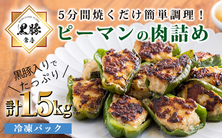 一人暮らし応援!国産黒豚100% ピーマンの肉詰めハンバーグ 1.5kg  冷凍食品 お惣菜 時短調理 1人暮らし 独り暮らし お弁当のおかず 12000円 1万円台 ワンストップオンライン申請対応 お肉 豚肉 時短料理 簡単調理 簡単料理 家庭料理]  TF0741-P00064