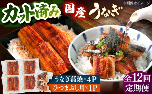 【全12回定期便】 国産 うなぎの蒲焼 約70g×4Pとひつまぶしセット　桂川町/山水商事 [ADAH042]
