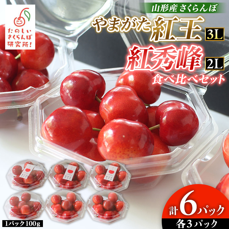 やまがた紅王 紅秀峰 食べ比べセット 計6パック(山形紅王3
