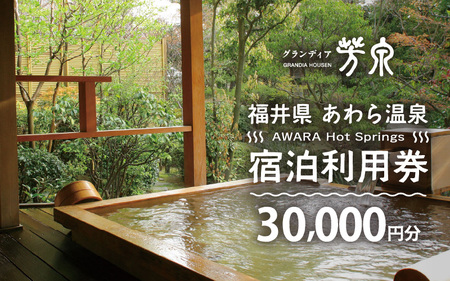 あわら温泉 宿泊利用券 30,000円分 ／ 宿泊券 利用券 旅館 ホテル チケット ペア 観光 旅行 源泉 大浴場 露天風呂 [aw013-j002]